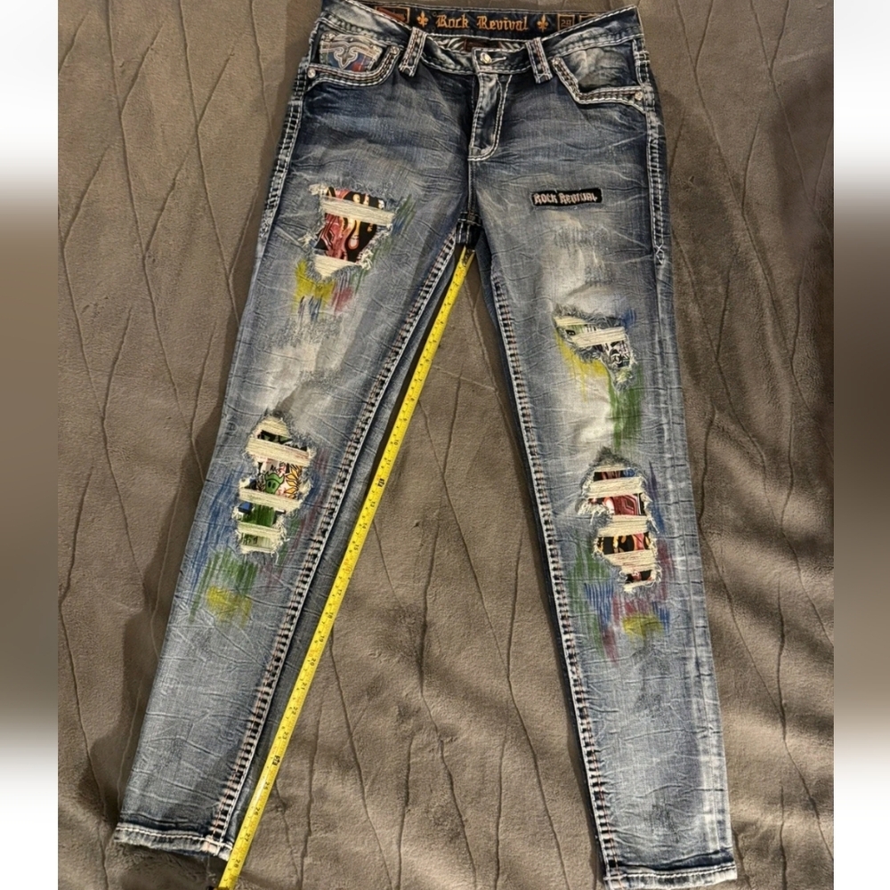 🤘NeW🥰 ROCK REVIVAL HARLOW LIMITED EDITION EMBROIDERED SKINNY JEANS 29 - Picture 8 of 16